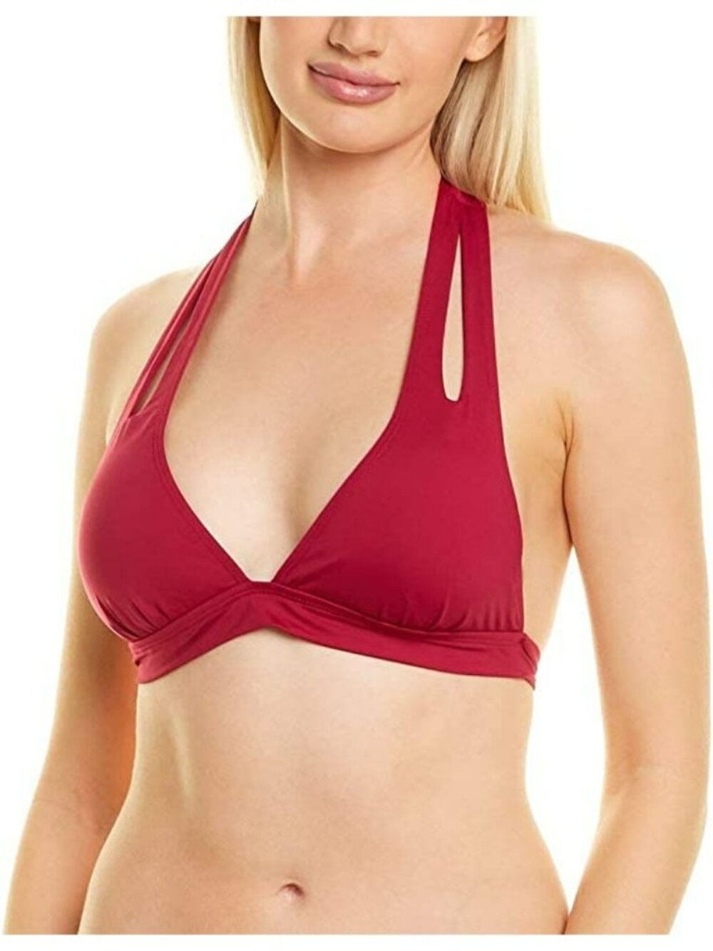 La Blanca 8 NWT Island Goddess Halter Bikini Top Wine Red Burgundy Swim Suit